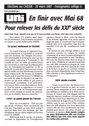 Cneser enseignants 2007 – Profession de foi – collège B