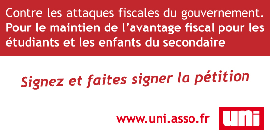 Contre le matraquage fiscal des familles. Exigeons le maintien de l’aide fiscale pour les familles d&rsquo;étudiants et d&rsquo;élèves du secondaire