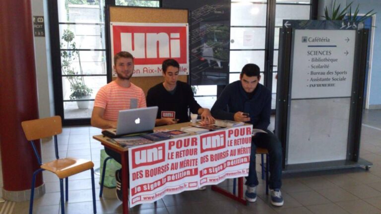 L&rsquo;UNI Aix-Marseille se mobilise pour le rétablissement des bourses au mérite
