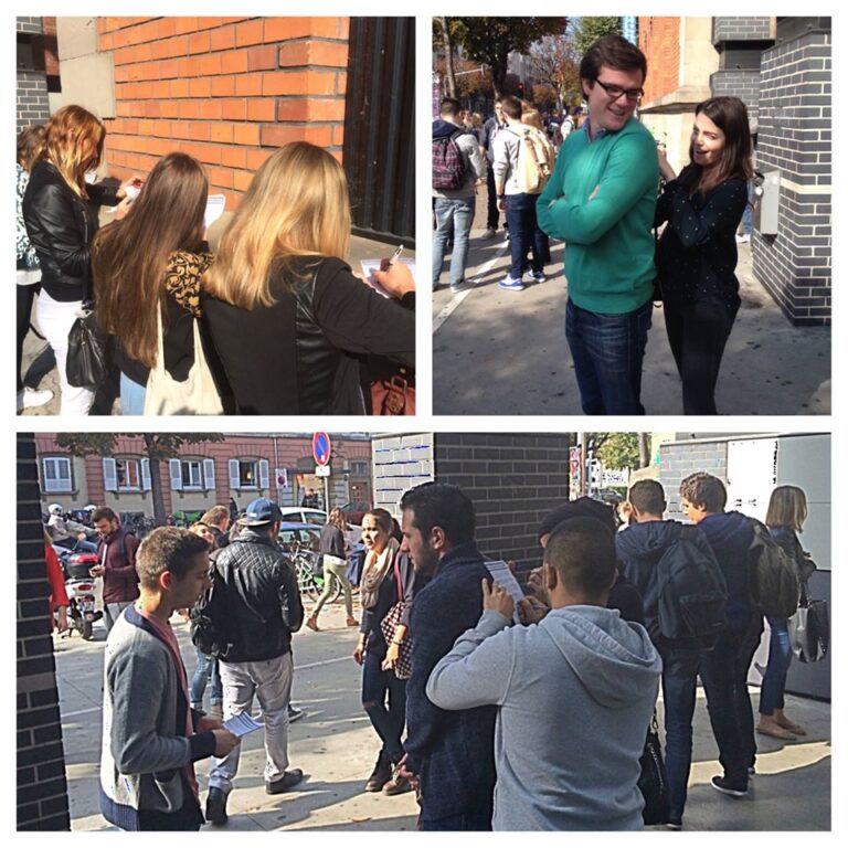 A l&rsquo;EM afin de faire signer notre pétition pour le retour de la bourse au mérite