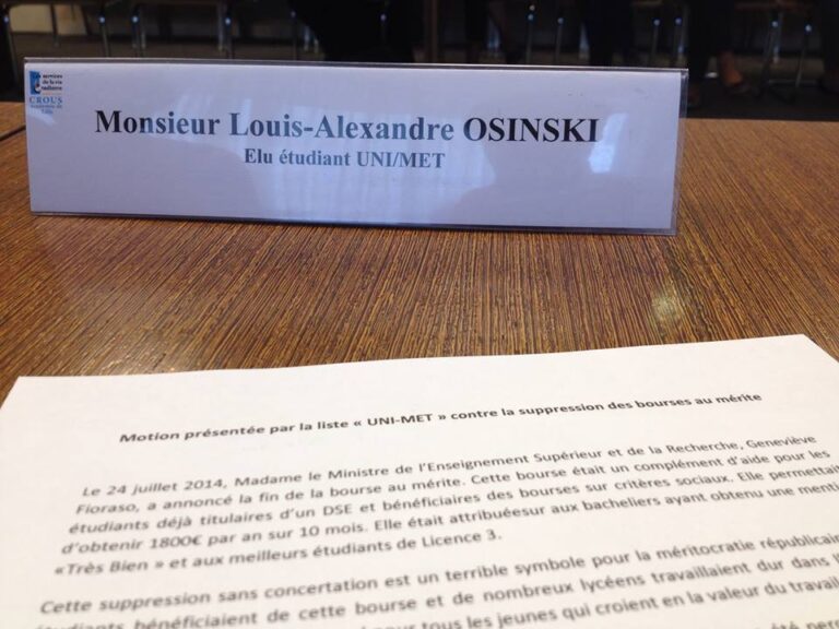 Le CROUS de Lille adopte la motion de l&rsquo;UNI pour le rétablissement des bourses au mérite !
