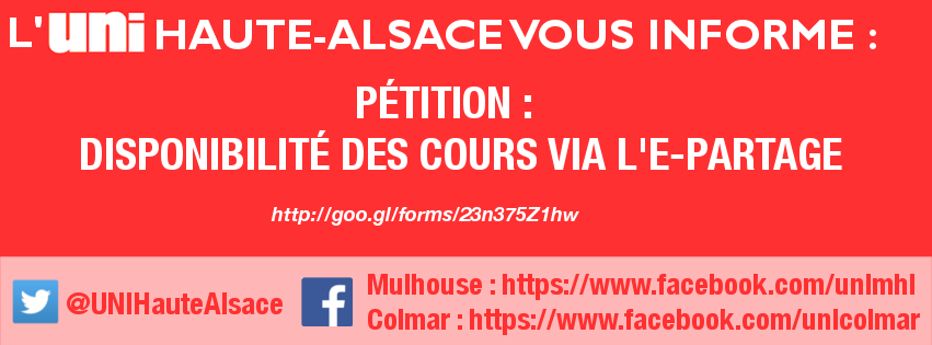 L&rsquo;UNI Mulhouse lance une pétition pour que nos cours soit accessible via « e-partage »