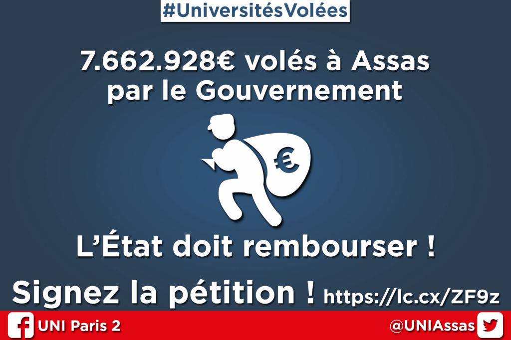 ASSAS : L&rsquo;UNI demande au gouvernement de rendre l&rsquo;argent volé !