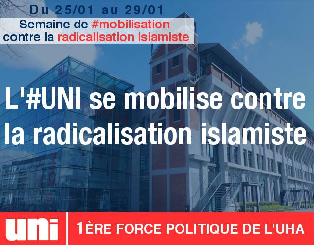 L’UNI Haute-Alsace organise une semaine de mobilisation à l’université contre la radicalisation islamiste