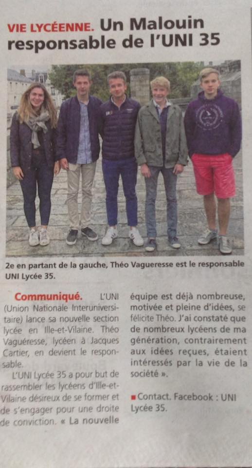 La presse en parle : Lancement de l&rsquo; UNI-Lycée 35 dans le Pays Malouin !