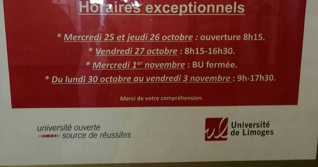 L&rsquo;UNI s&rsquo;oppose aux nouveaux horaires de la BU de la FDSE