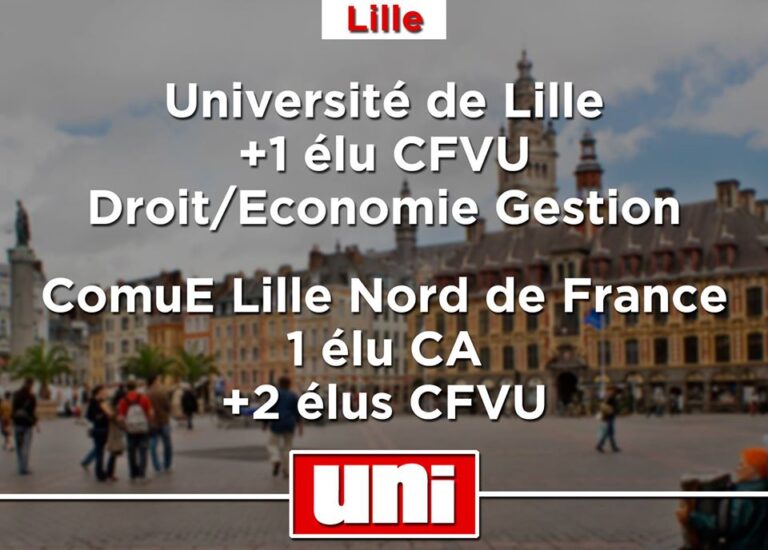 L&rsquo;UNI fait son entrée dans la nouvelle université lilloise et progresse à la COMUE