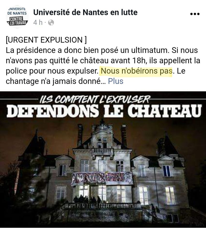 L&rsquo;extrême-gauche et des migrants squattent le Château du Tertre