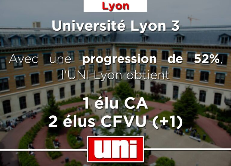 L&rsquo;UNI en forte progression à Lyon 3