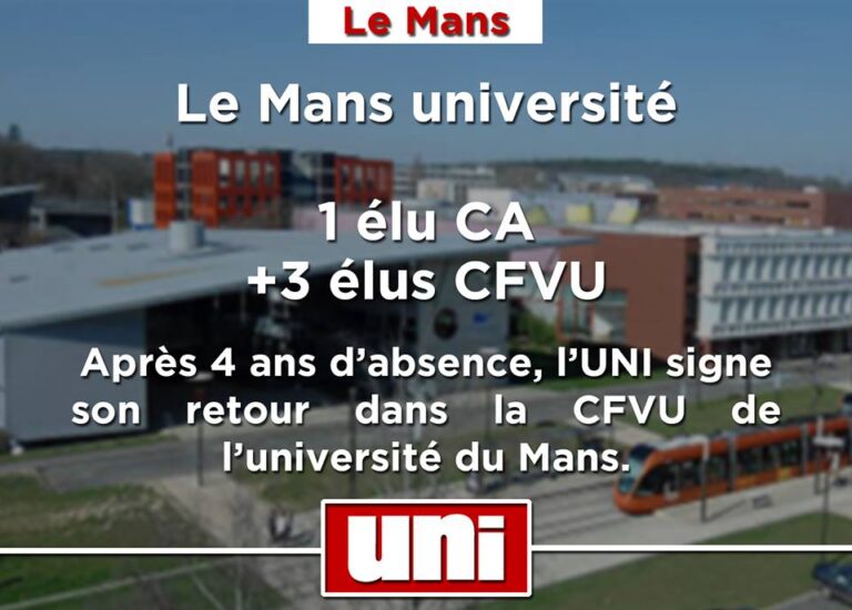 L&rsquo;UNI revient en force à l&rsquo;université du Mans !