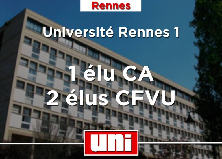 L&rsquo;UNI Bretagne conserve 3 élus à Rennes 1