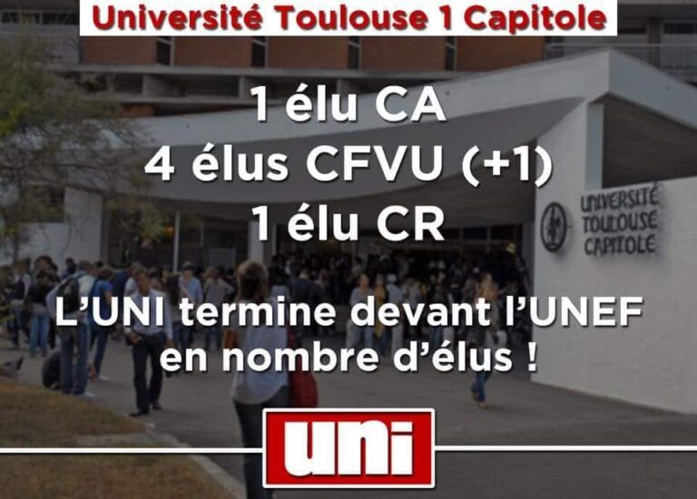 L&rsquo;Université Toulouse 1 s&rsquo;impose comme un bastion de l&rsquo;UNI