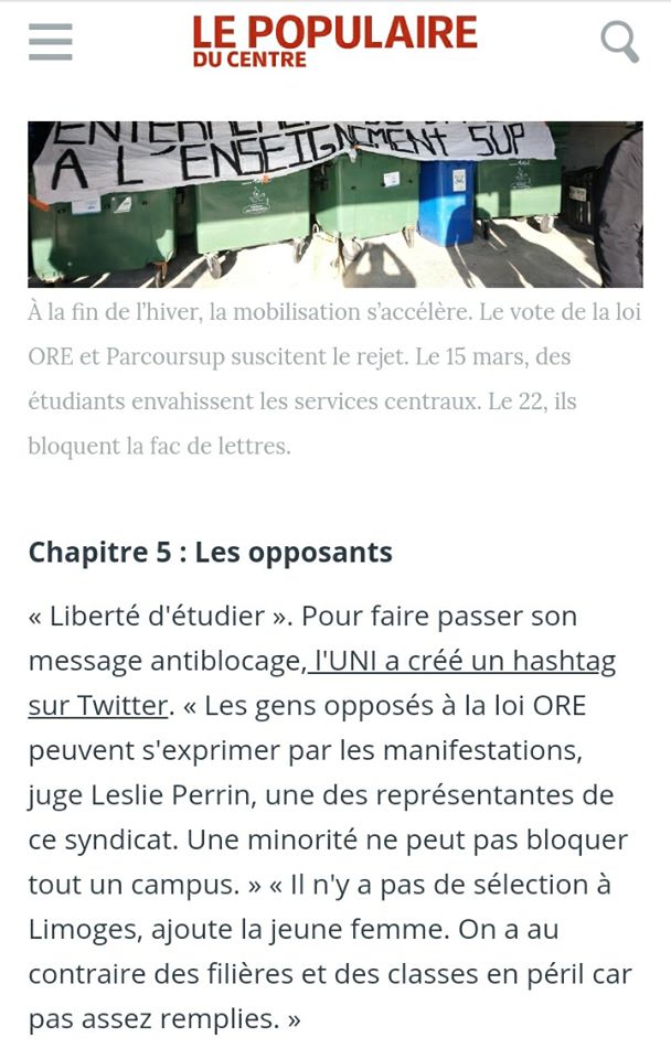 L&rsquo;UNI s&rsquo;oppose au blocage de la Fac de Lettres !