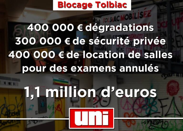 Coût des blocages à Paris 1 : 1,1 millions d&rsquo;euros !
