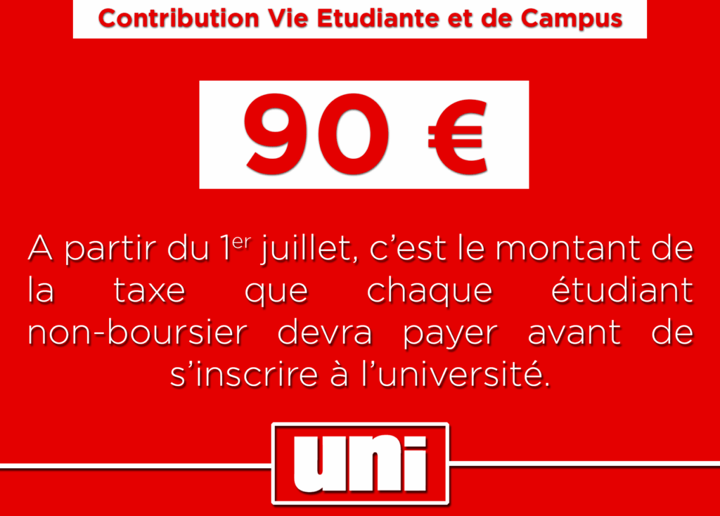 90 € : c&rsquo;est le montant de la taxe étudiante