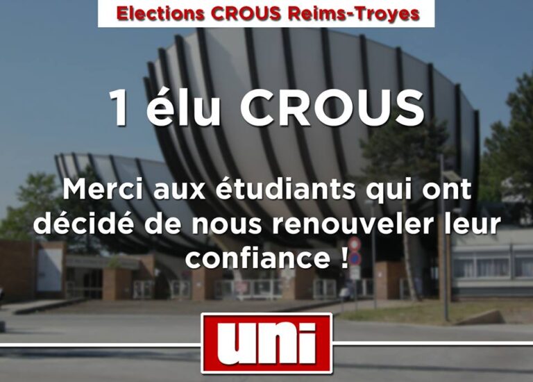 Résultats CROUS de Reims : l&rsquo;UNI conserve son élu !