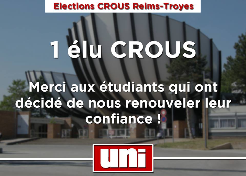 Résultats CROUS de Reims : l&rsquo;UNI conserve son élu !
