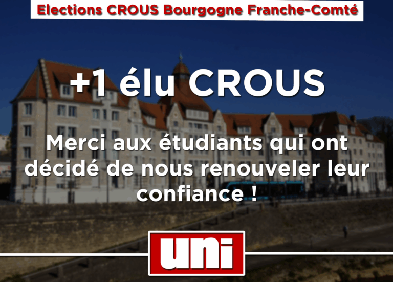 L&rsquo;UNI obtient un élu dans le nouveau CROUS !