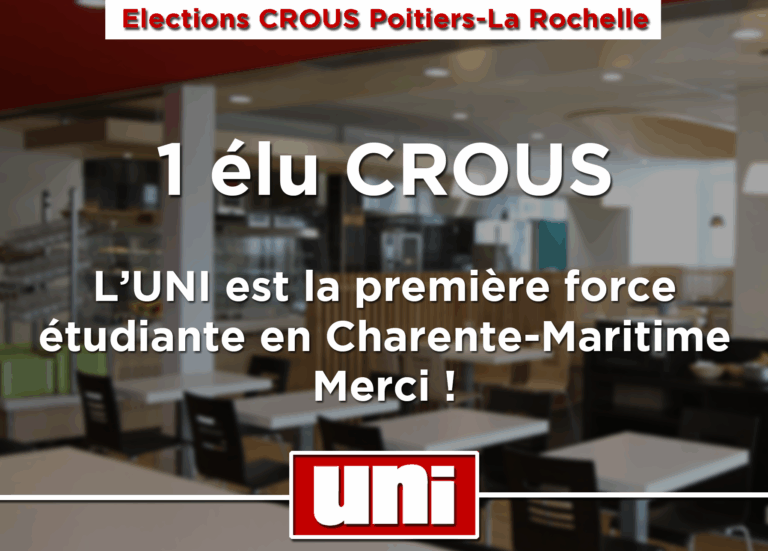 L’UNI La Rochelle conserve son élu CROUS