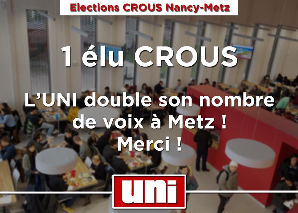 L&rsquo;UNI Lorraine conserve son élu CROUS !