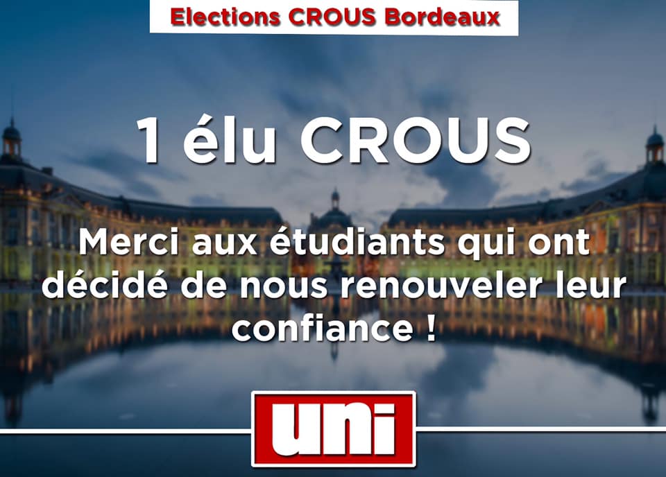 L&rsquo;UNI Pau conserve son élu au CROUS de Bordeaux !