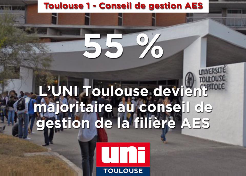 L&rsquo;UNI Toulouse majoritaire à l&rsquo;UFR AES !