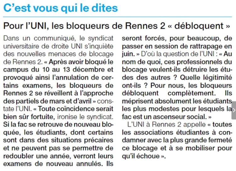Au nom de quoi, ces professionnels du blocage veulent-ils détruire les études des autres ?