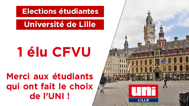 L&rsquo;UNI conserve son élu à l&rsquo;université de Lille !