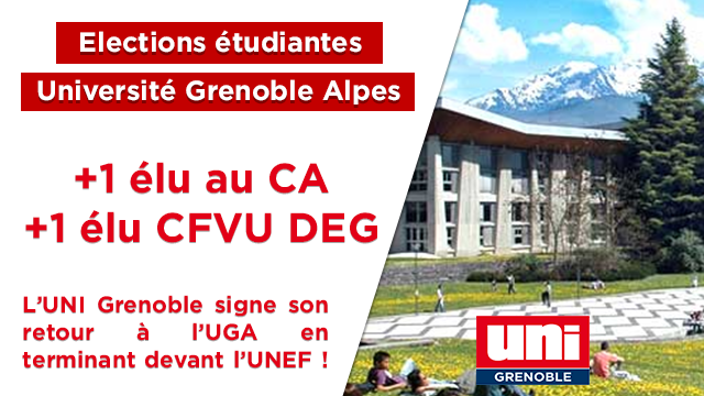 L&rsquo;UNI revient dans les conseils de l&rsquo;université de Grenoble en terminant devant l&rsquo;UNEF !