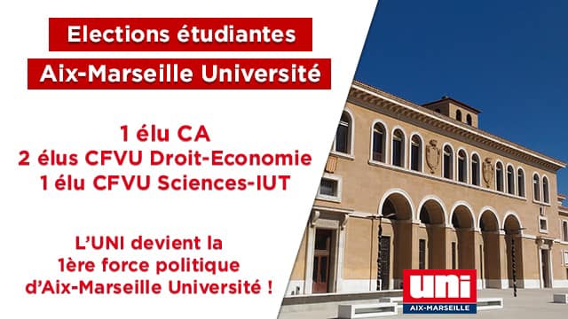 Belle progression de l&rsquo;UNI aux élections étudiantes d&rsquo;AMU !
