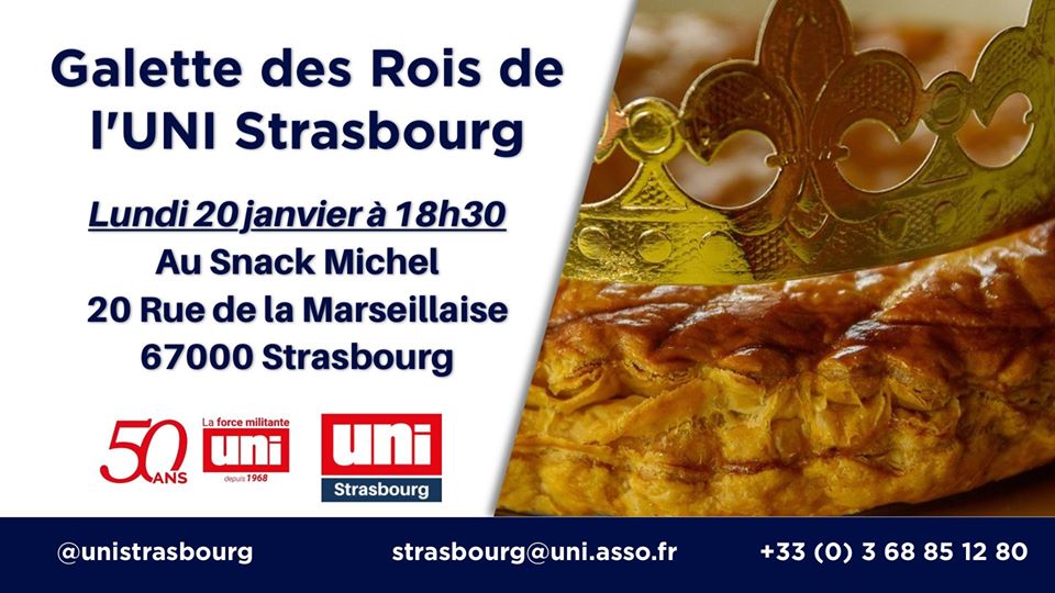 Galettes des Rois 2020 de l&rsquo;U.N.I.-Strasbourg lundi 20 janvier 2020