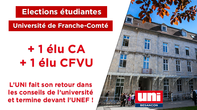 L&rsquo;UNI revient dans les conseils de l&rsquo;université de Franche-Comté !