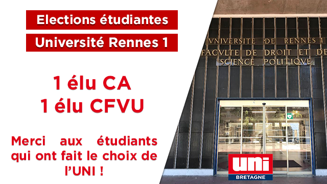 L&rsquo;UNI conserve 2 élus à Rennes 1