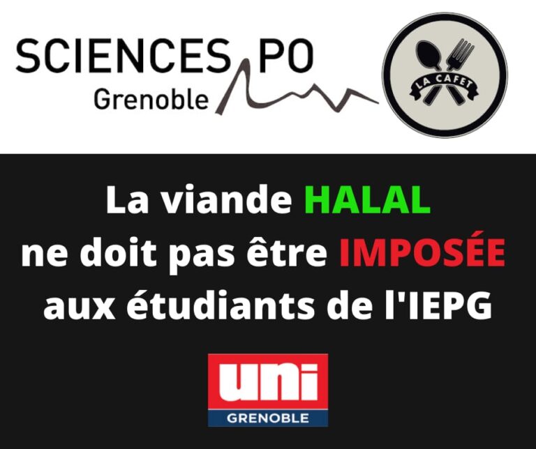 La viande halal ne doit pas être imposée aux étudiants de Sciences Po Grenoble !