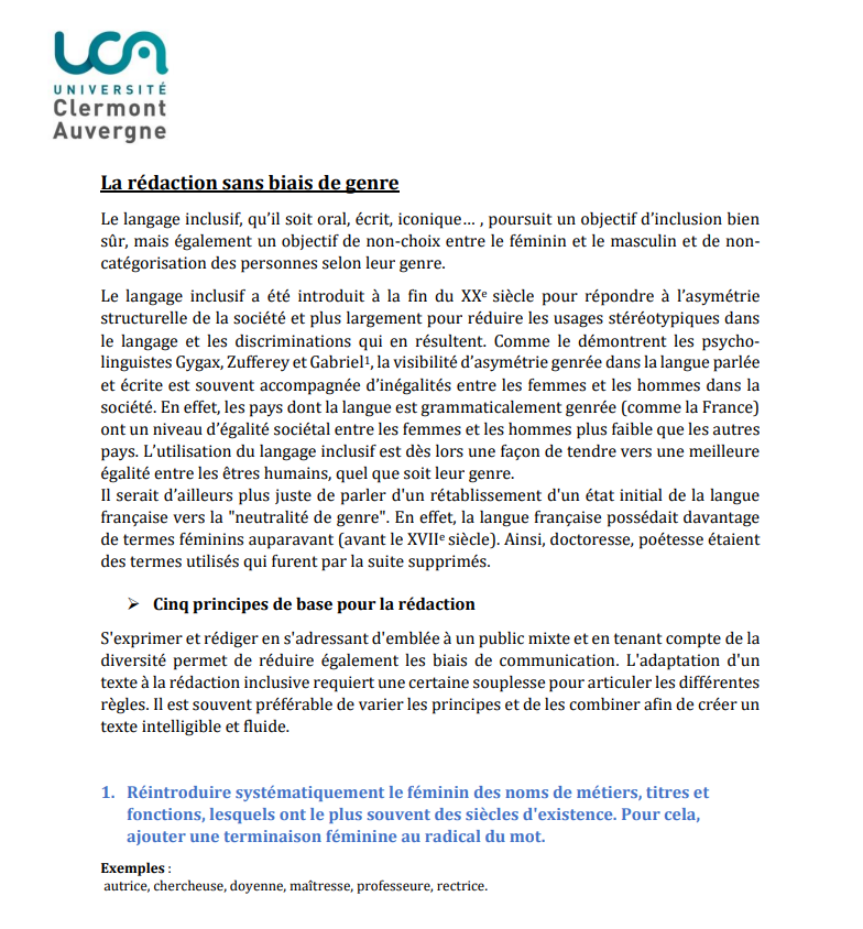 Pétition : CONTRE l&rsquo;écriture inclusive obligatoire à l&rsquo;Université Clermont Auvergne !
