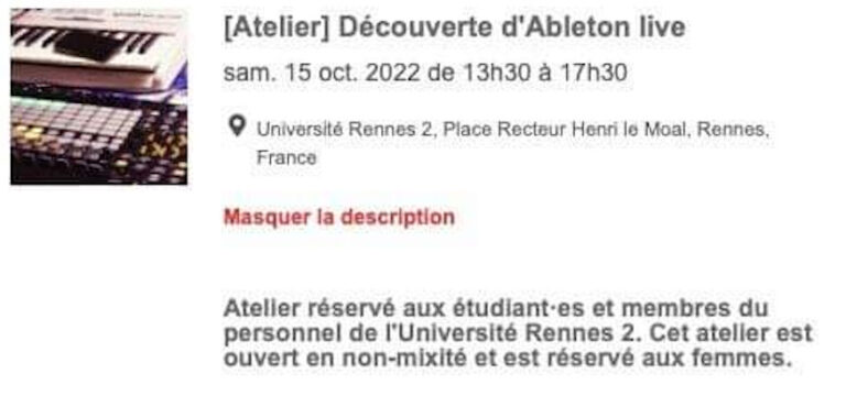 L’Université Rennes 2 met en place des ateliers musicaux interdits aux hommes ! 