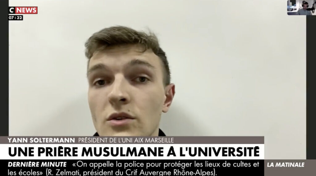 L&rsquo;UNI Aix-Marseille sur CNEWS pour dénoncer une prière islamique à la fac