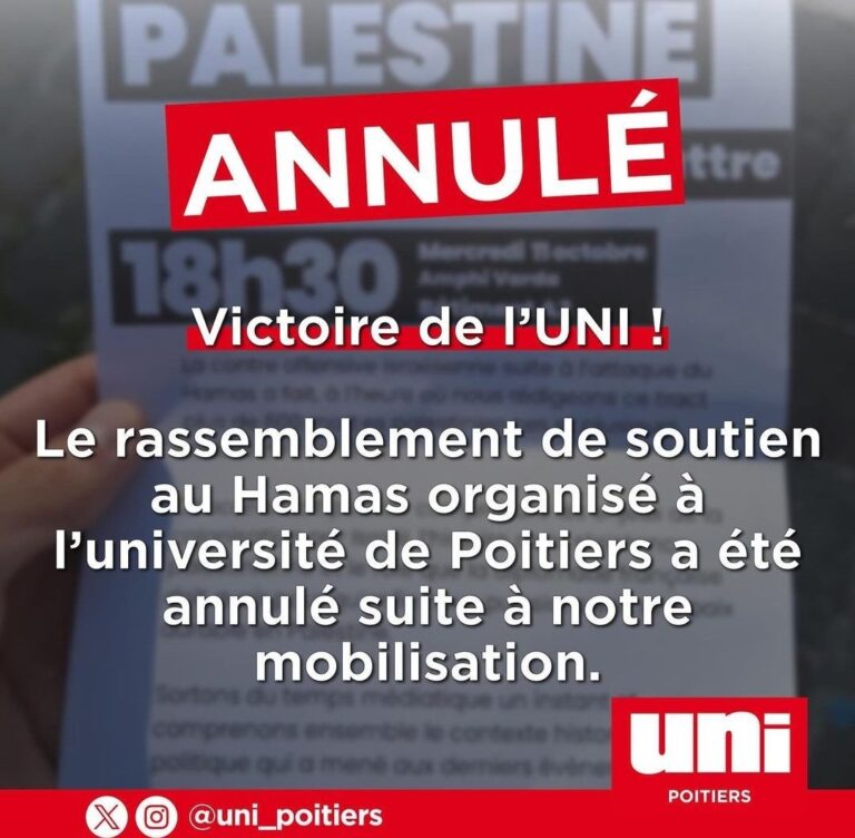 Victoire de l&rsquo;UNI Poitiers face aux islamogauchistes !
