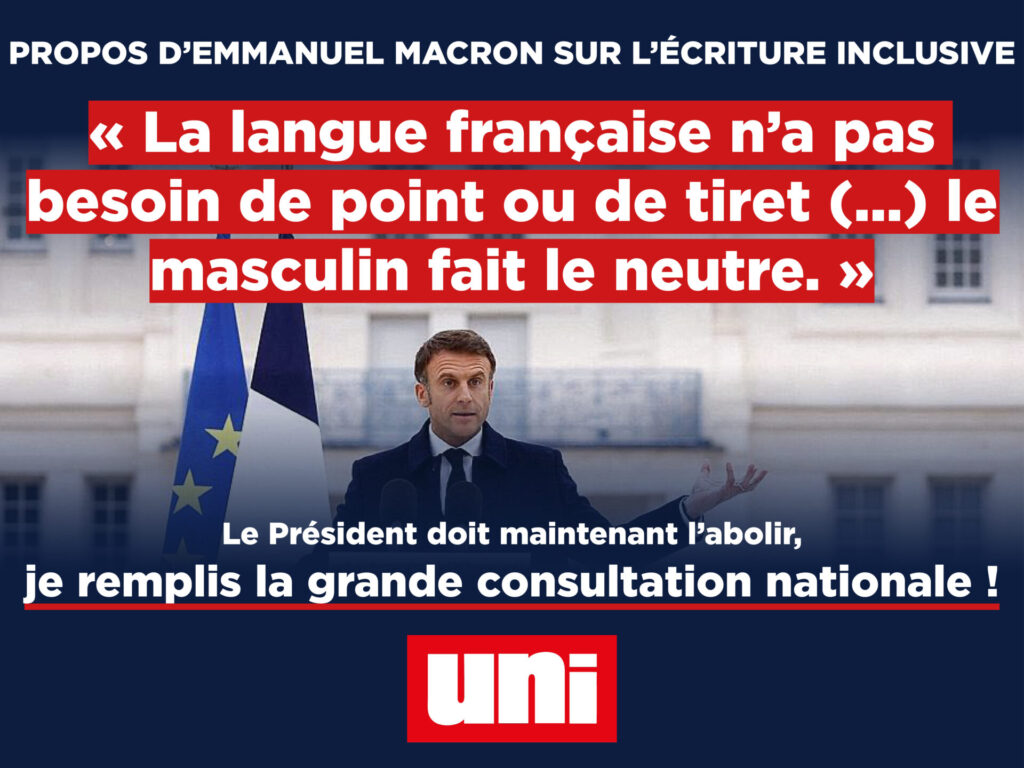 Rejet de l’écriture inclusive : une première étape qui doit se concrétiser par une interdiction dans la loi