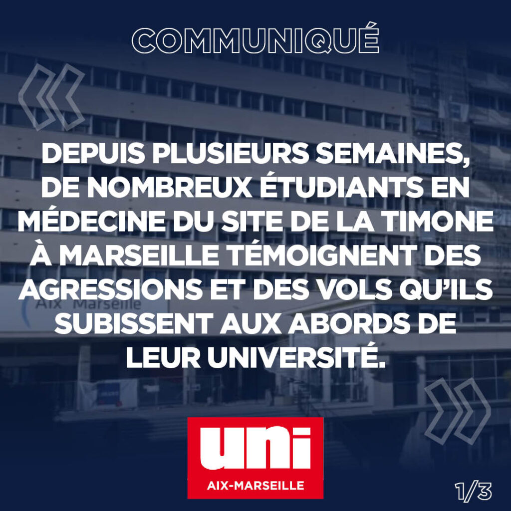 Agressions, vols, rackets… : Explosion de l’insécurité à la Faculté de médecine de la Timone à Marseille
