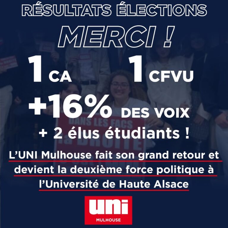 L&rsquo;UNI Mulhouse fait son retour dans les instances de l&rsquo;Université de Haute Alsace !