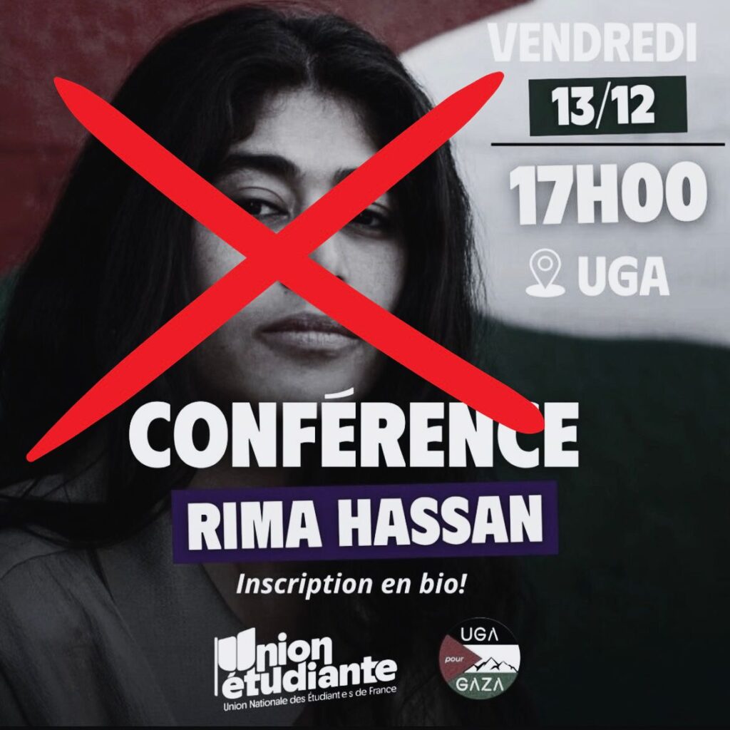 Signe notre pétition pour demander l&rsquo;annulation de la conférence de Rima Hassan !
