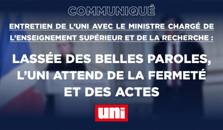 Entretien de l’UNI avec le Ministre chargé de l’Enseignement supérieur et de la Recherche : Lassée des belles paroles, l’UNI attend de la fermeté et des actes